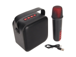 Mali conjunto de Máquina de Karaokê Portátil Mini com Alto falante Bluetooth e 1 Microfone Sem Fio Preto para Ktv em Casa
