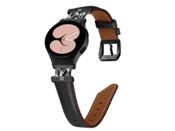 Pulseira De Couro Sarjado Em Formato De D Com A Letra M Para Samsung Galaxy Watch 6/6 Classic