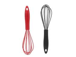 Batedor De Silicone, Pacote Com 2 Unidades, Vermelho E Preto, 25 Cm(10''), Silicone De Cozinha Aprimorado