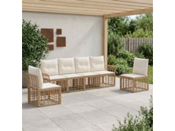 Vidaxl Conjunto De Sofás Para Exterior 6 Pcs Natural E Branco Creme