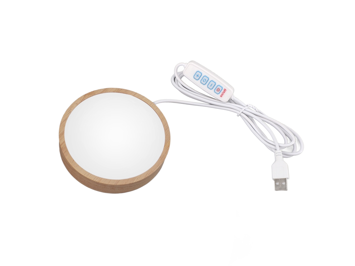 Base de Madeira Redonda Iluminada com Alimentação Usb CHABERLU