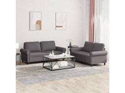 Vidaxl 2 Pcs Conjunto De Sofás C/ Almofadões Couro Artificial Cinzento
