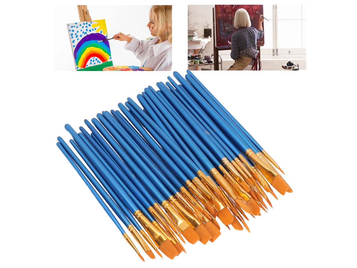 Set De 50 Pinceis De Pintura Com Cerdas De Nylon Para Água E Pintura A Óleo Arte Criativo