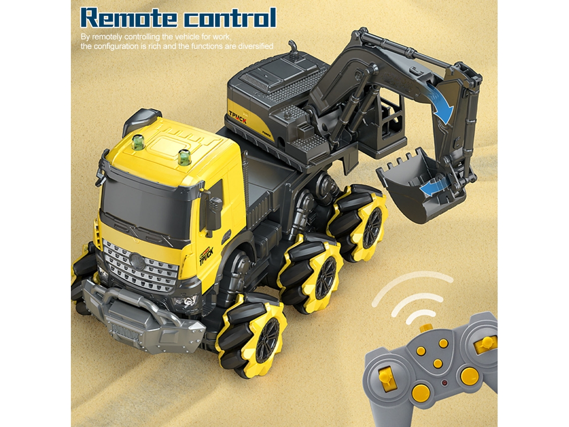Brinquedo De Escavadeira Com Controle Remoto 1/14 2.4ghz Veículo De Construção Com Luzes E Música Presente Para Menino 2 Baterias