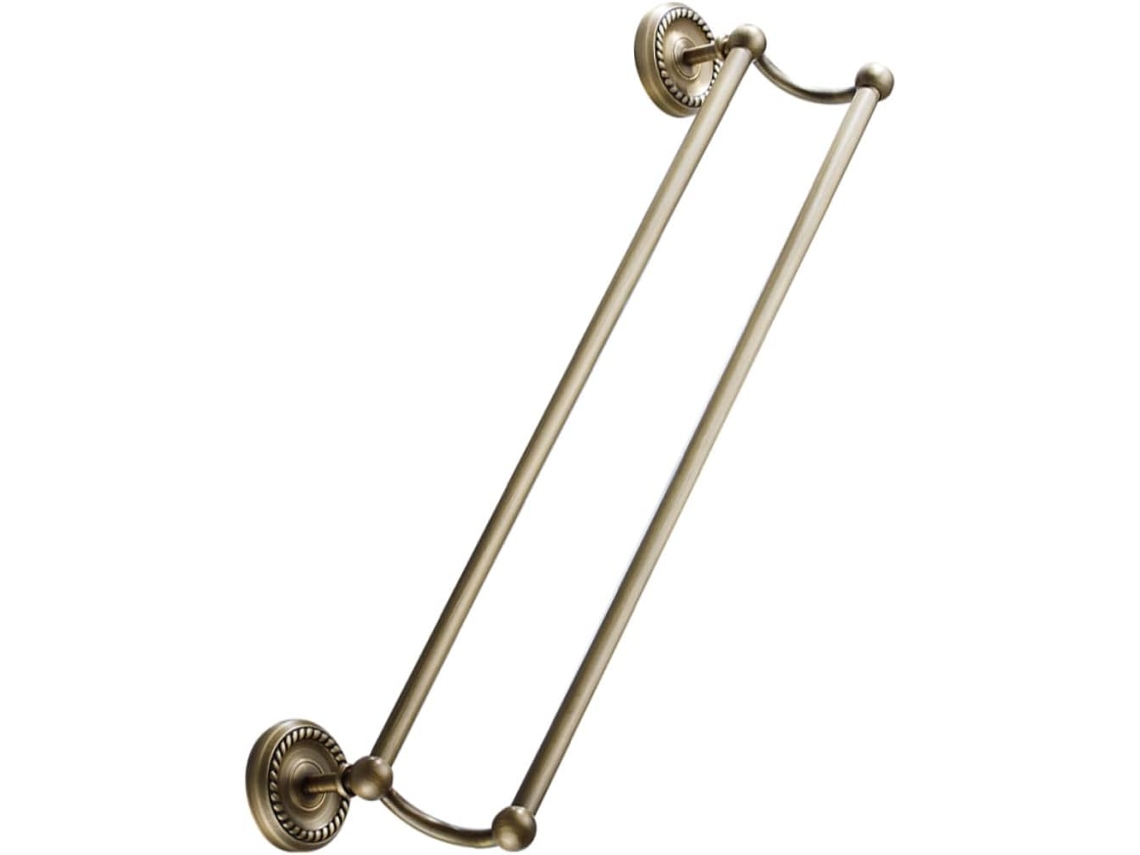 Prateleira Dupla de Parede em Latão Dourado, com Suporte para Toalhas, Fácil de Desmontar. SFUSHOS