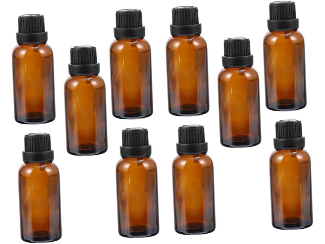 Conjunto De 10 Frascos De Vidro Portáteis Para Óleos Essenciais Com Tampa De Abertura.