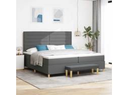 Vidaxl Cama Box Com Colchão Cinza Escuro 200 X 200 Cm Tecido