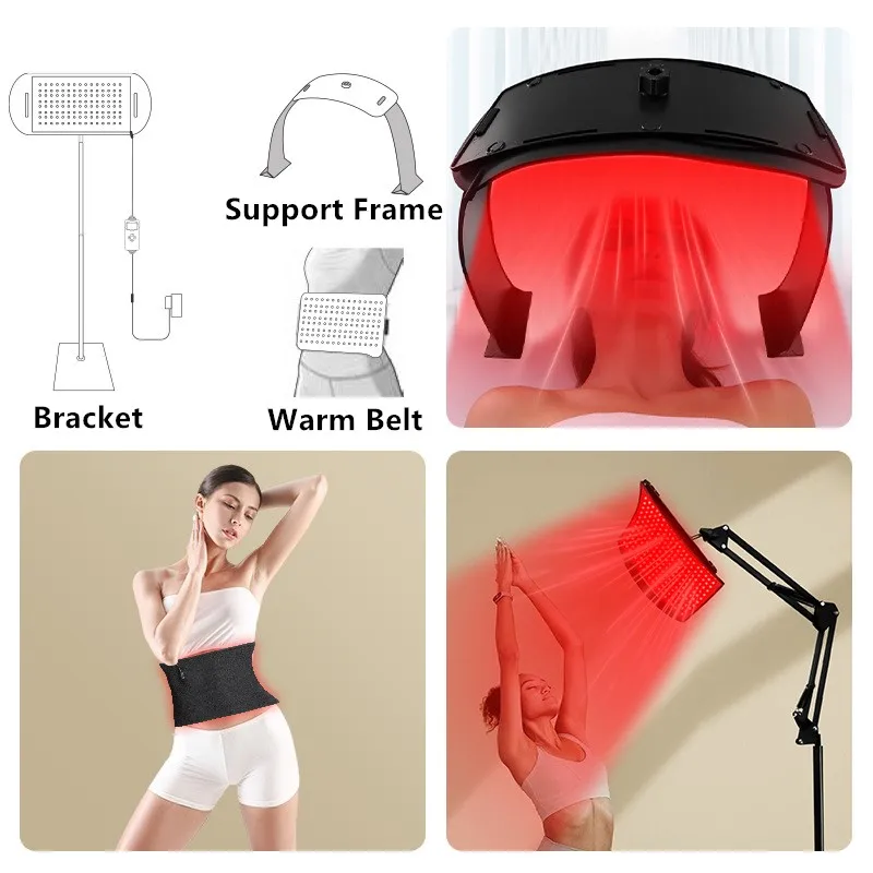 Lâmpada De Terapia Com Luz Vermelha (padrão Europeu, Preta) Com Suporte Ajustável, 660/850 Nm