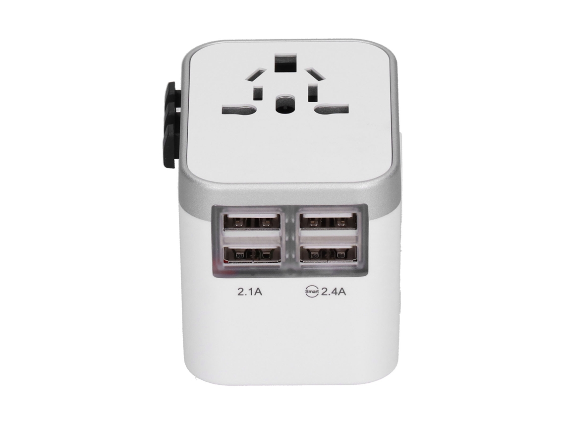 Laxiscreed Adaptador De Viagem Universal Com 4 Usb Para Carregamento Rápido E Uso Em Diversos Países