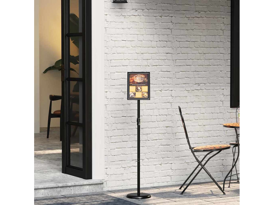 Vidaxl Displays De Feira Preto 25 X 25 X 125 Cm Alumínio