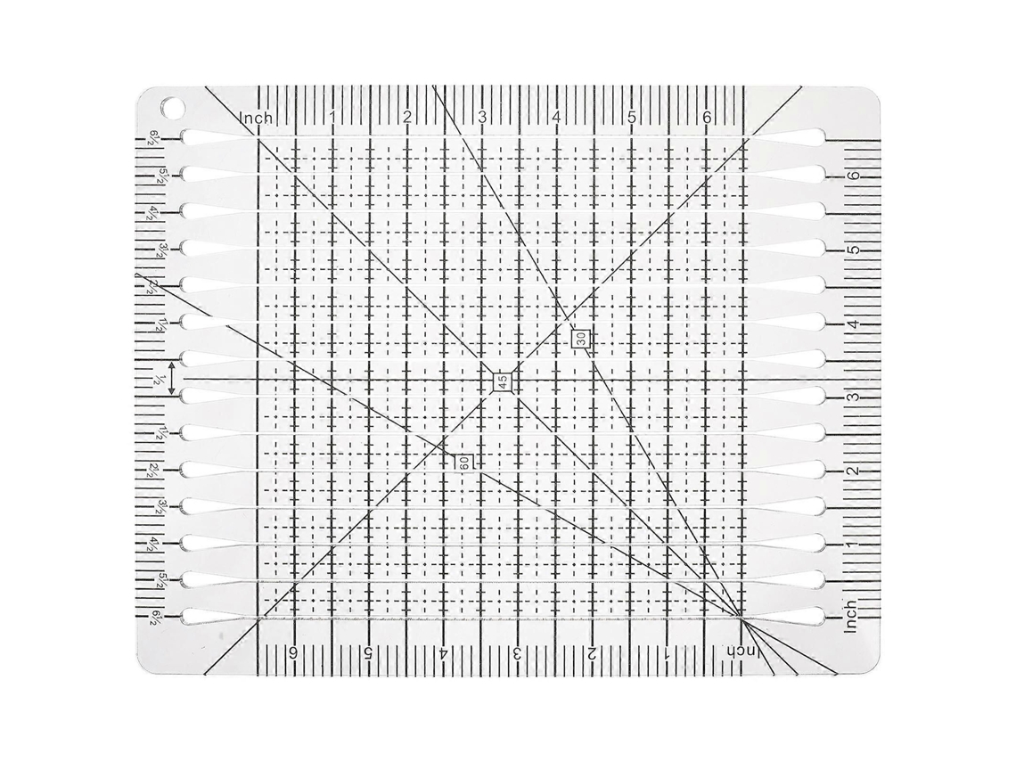 Régua acrílica para patchwork e quilting, com molde e medidor Tricô.