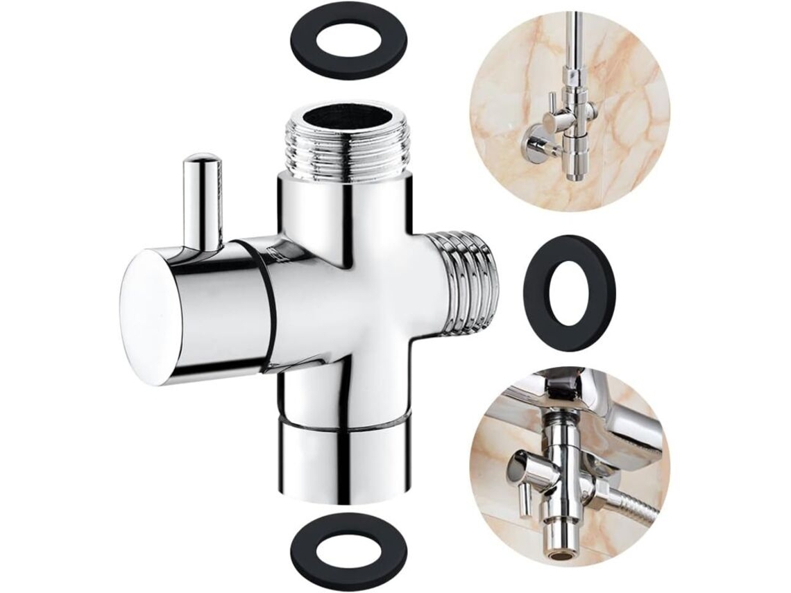 Lauwexe, Válvula De 3 Vias G1/2 Em Latão Maciço, Válvula Desviadora Cromada, Alavanca De Um Quarto De Volta, Fácil Instalação No Chuveiro