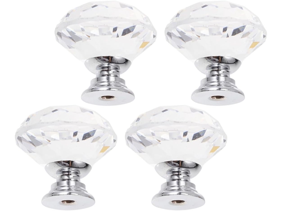 Conjunto De 4 Puxadores Cristal Homoyoyo Para Armários, Gavetas E Cozinhas, Com Design Em Prisma Ideais Para Cozinhas