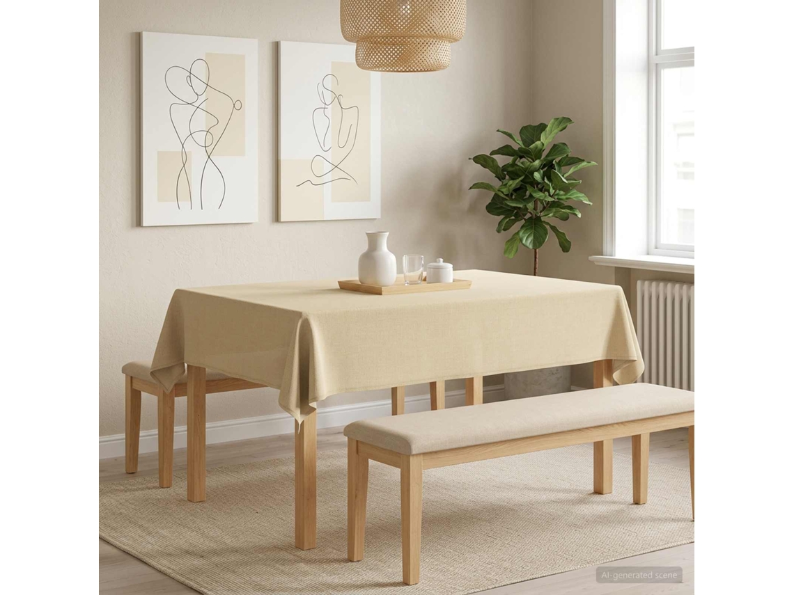 Vidaxl Toalha De Mesa 5 Unid. Retangular Branco Creme 140 X 180 Cm