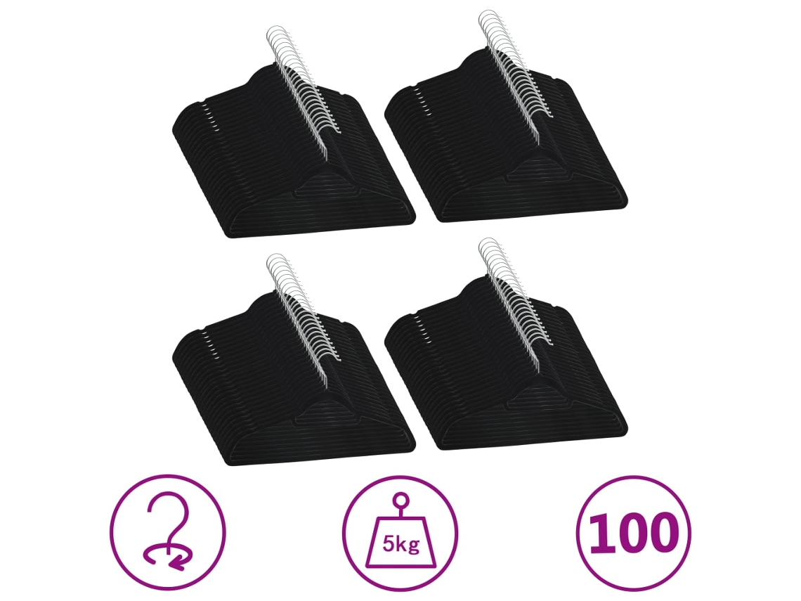 Hanger, Hangers Vidaxl Preto Plástico