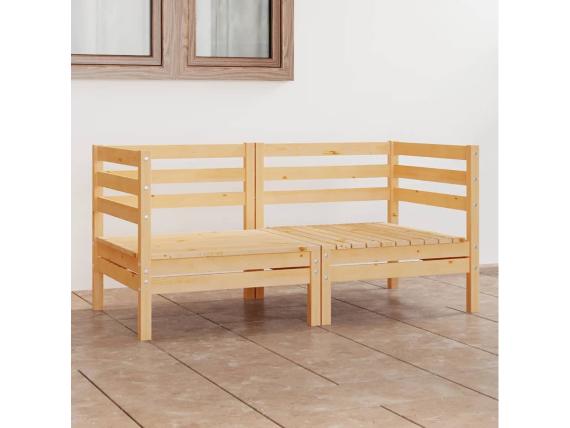 Sofá De 2 Lugares Para Jardim Pinus Maciço Dkd Home Decor