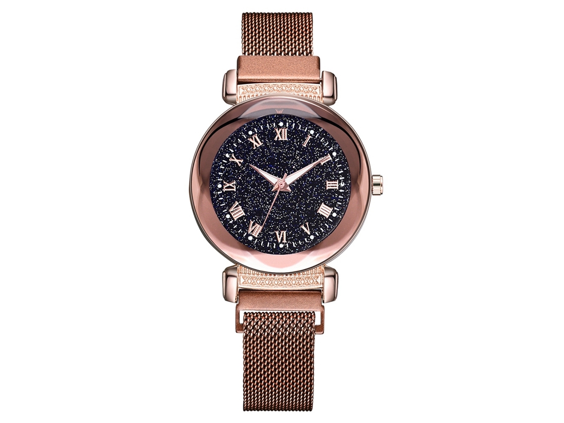 Relógio de Pulso Feminino de Quartzo Estilo Casual com Mostrador Redondo Marrom