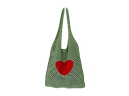 Bolsa De Ombro Vazada Requintada, Bolsa De Malha Em Formato De Coração, Bolsa Tote Para Namorada, Verde