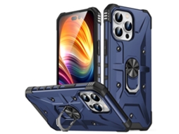 Suporte Casa Para Iphone 15 Pro Max Pele Sintética Anti-choque Azul
