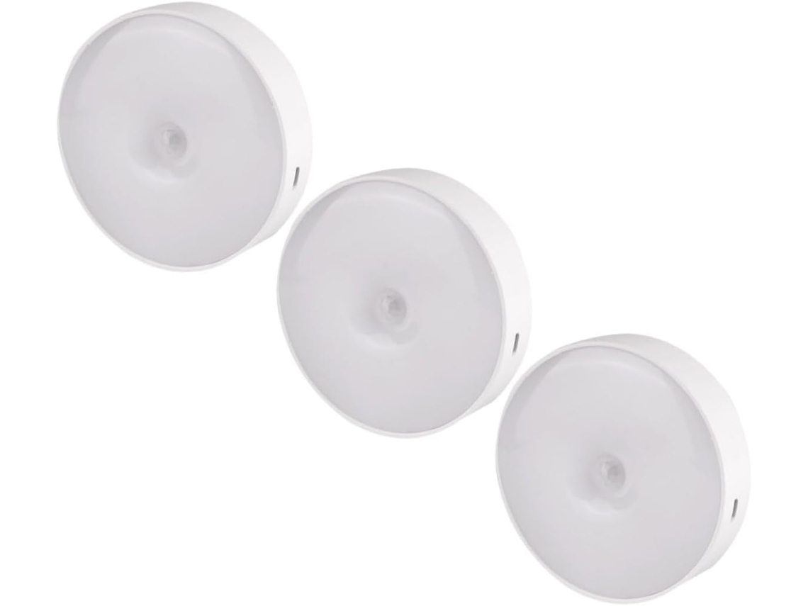 Conjunto De 3 Luminárias Cabeceira Led Anneome Com Sensor Movimento E