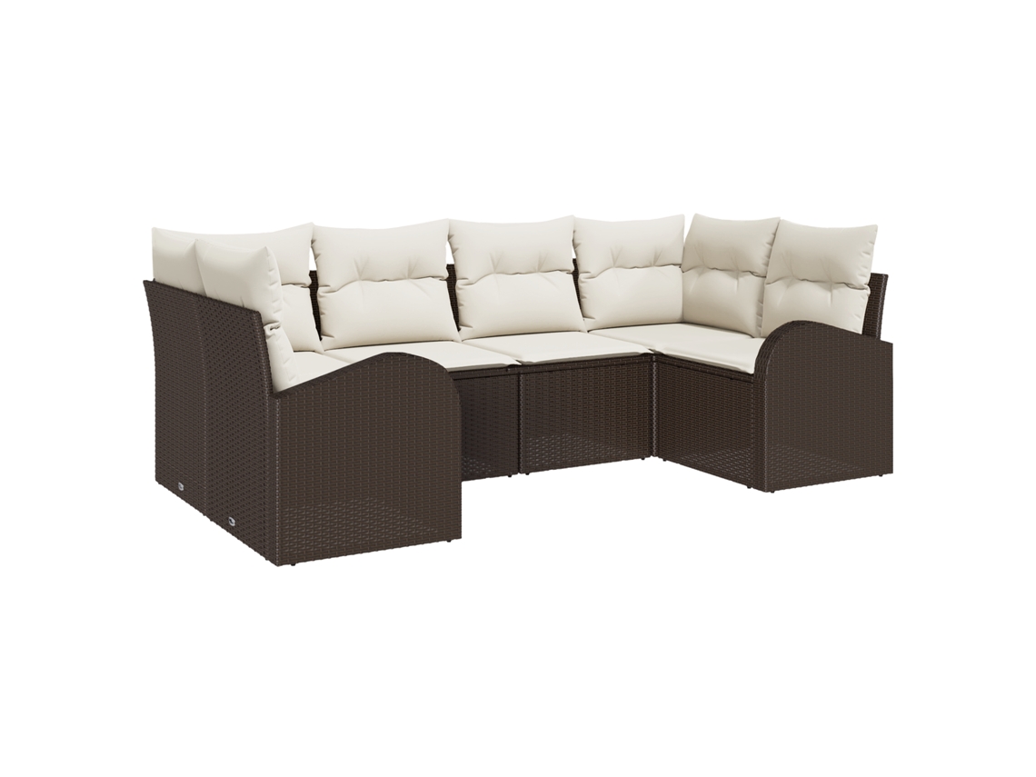 Conjunto 6 Móveis De Jardim Vidaxl Castanho Vime Pe (234 X 124 X 85 Cm)