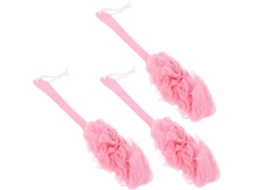 Conjunto De 3 Escovas Antiderrapantes Com Cabo Longo Para Esfoliação E Limpeza Da Pele No Banho Rosa