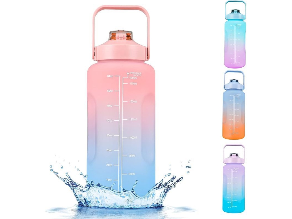 2026 Linjou Sports Water Bottle 2l com Tempo Brands Frase Motivacional Bico Desmontável e Apertura de um Clique