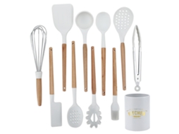 Kit 11 Utensílios Cozinha Silicone Branco LAXISCREED