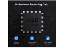 Voz Digital de 16 Gb Som de Áudio Portátil Mp3 Ditafone com Reprodução para Reunião Palestra Entrevista Preto