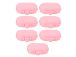 7pcs Caixa de Remédios Portátil com 4 Compartimentos Segura Mini Organizador para Viagem Outdoor Rosa | S/MARCA
