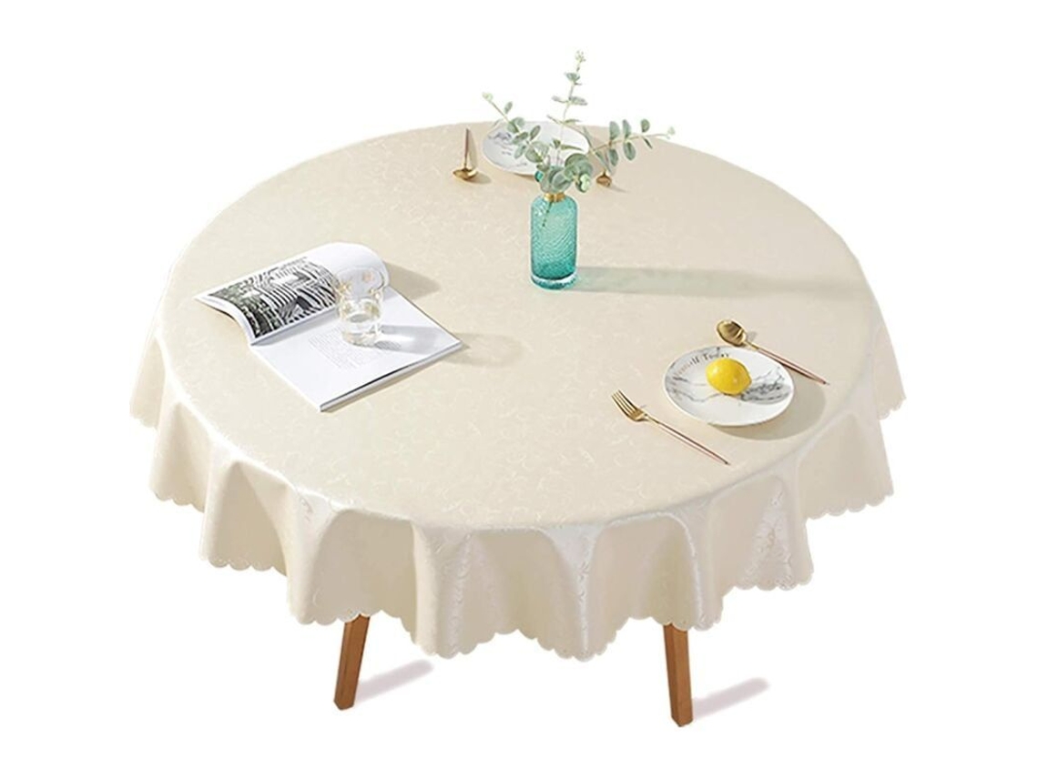 Manta de Mesa Redonda Nova Line de plástico com revestimento PU, à prova d'água, 140cm bege