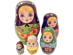 5pcs Bonecas Russas Tradicionais De Madeira Artesanais Pintadas Brinquedo Presente