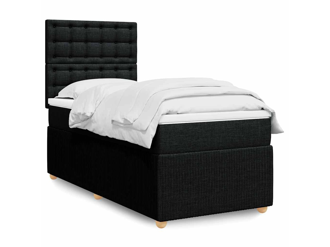 Vidaxl Cama Com Molas/colchão 90x190 Cm Tecido Preto