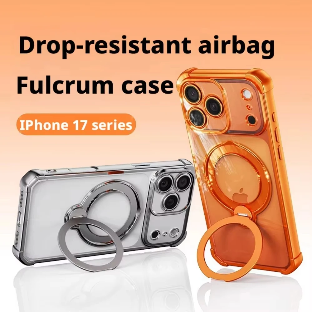 Capa Para Iphone 16 Pro Preta Com Suporte, Compatível Com Interface Magnética, Resistente A Choques E Quedas.