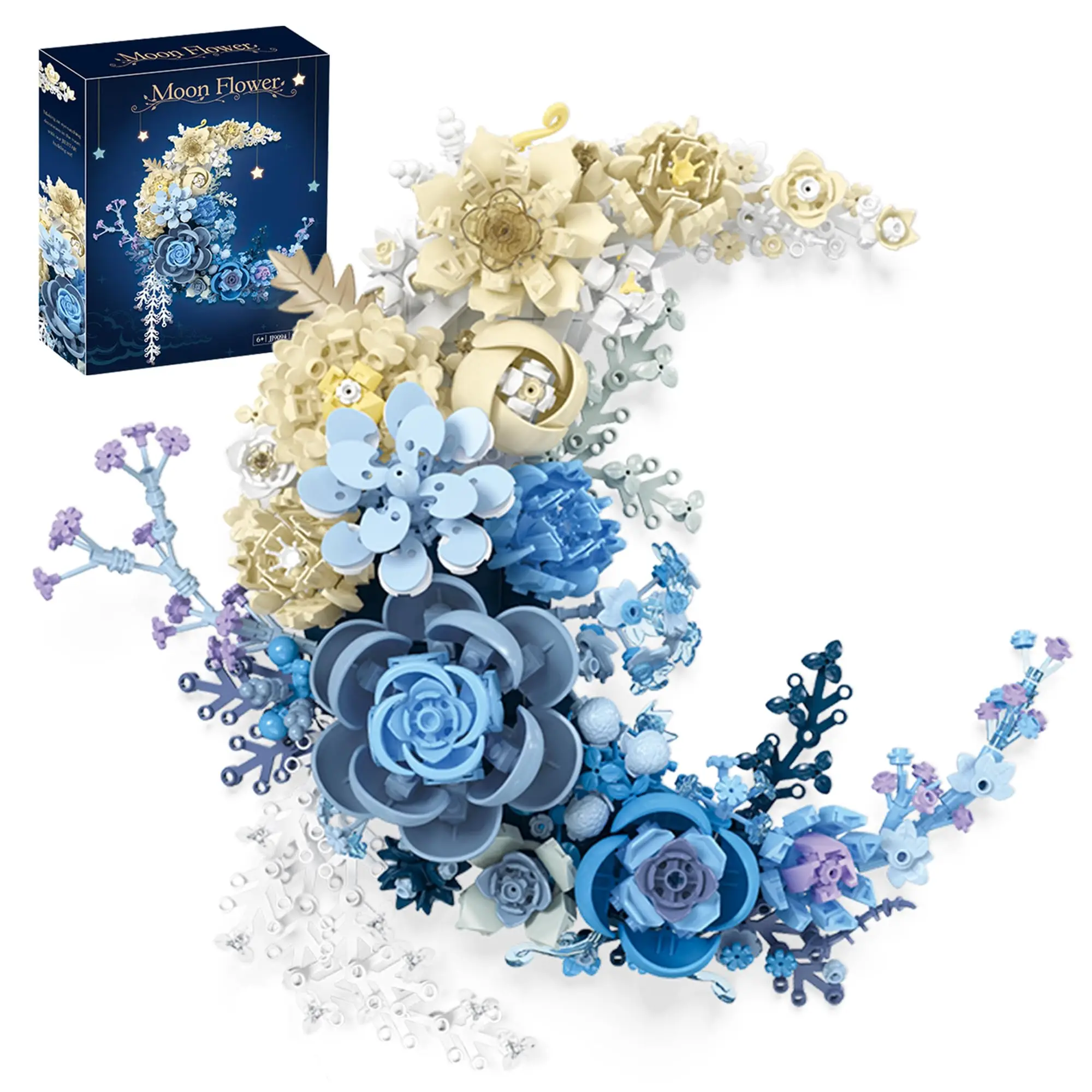 (934 Peças) Blocos De Montar Flor Da Lua 935, Buquê De Simulação, Decoração De Parede Para Casa, Brinquedo Educativo Infantil