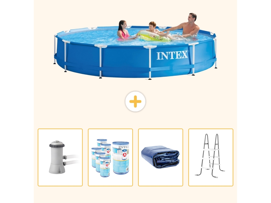 Intex Piscina Com Estrutura Redonda - 366x76 Cm - 5-peças Scb95