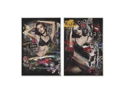 Pintura Home Esprit Modern Urban Black 80 x 3,5 x 120 cm (2 unidades)