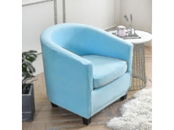 Funda Para Sillón De Salón Tela Elástica Protectora De Asiento Color Sólido Lavable A Máquina Lago Azul