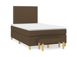Vidaxl Cama Boxspring Com Colchão 120x190 Cm Tecido Castanho-escuro