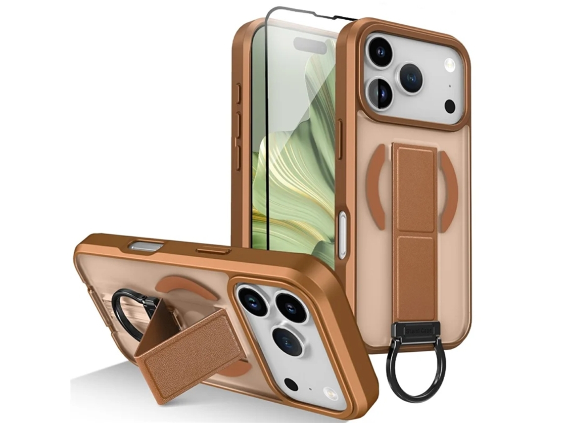 Capa Para Iphone 17 Pro Com Magsafe, Suporte Em Anel D De Metal - Cáqui