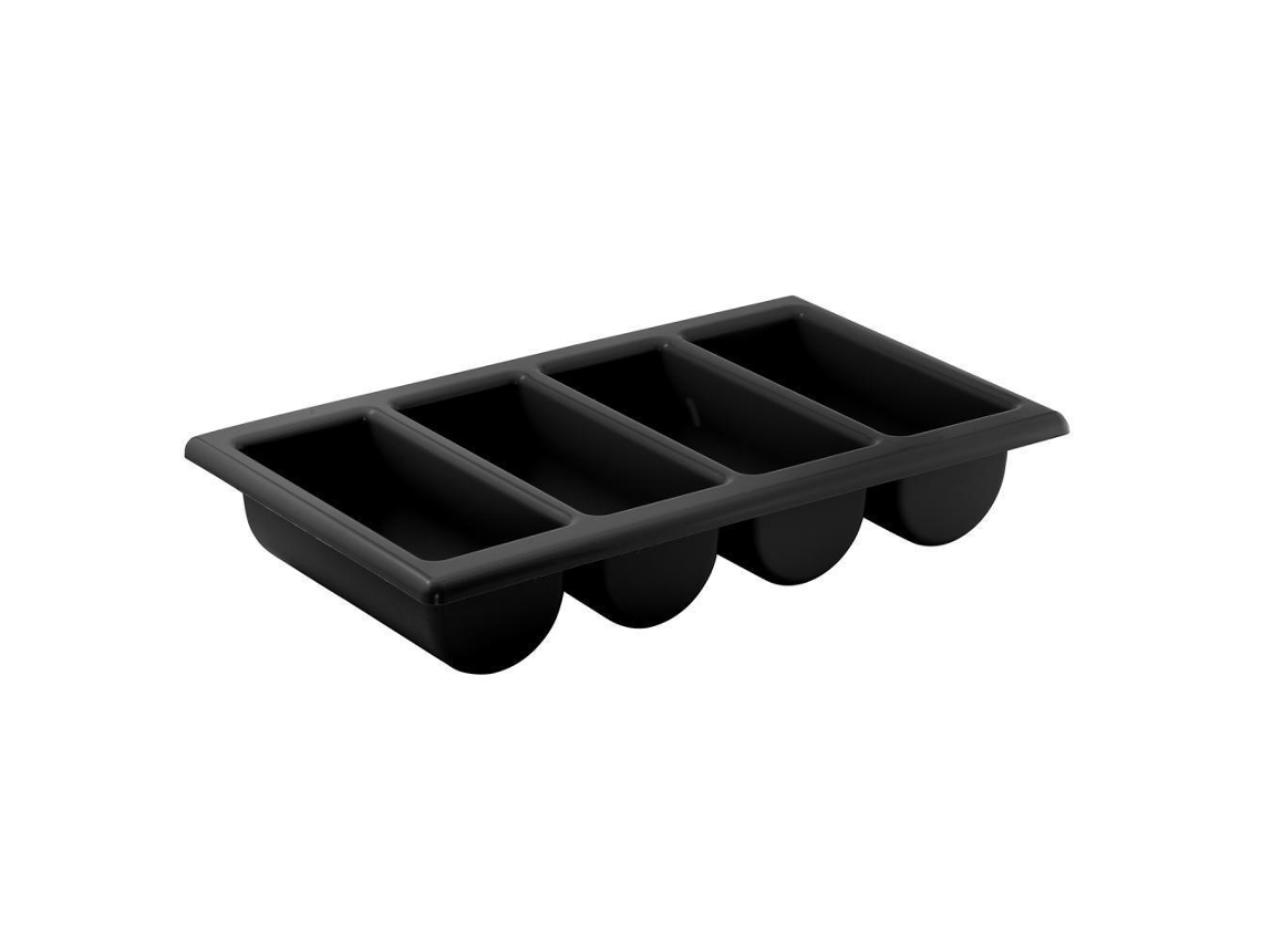 Contenedor Cubertero 4 Compartimentos Dispensador De Cubiertos Gastronorm Gn 1/1 Negro Aps