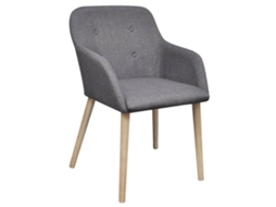Maison Exclusive - Cadeiras Jantar 6 Pcs Tído Cinza-claro E Carvalho Maciço