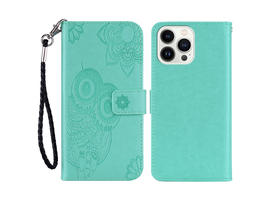 Capa Em Couro Pu Com Pega Para Apple Iphone 16 Pro - Ciano