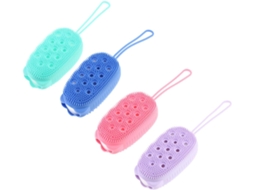 Escova De Banho Dupla Face, Conjunto Com 4-unidades, Cor Aleatória, Feita De Silicone E Esponja, Fácil De Secar