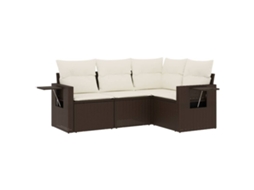 Conjunto de 4 Sofás de Jardim com Almofadões Vime Pe Castanho MAISON EXCLUSIVE (4 pcs)