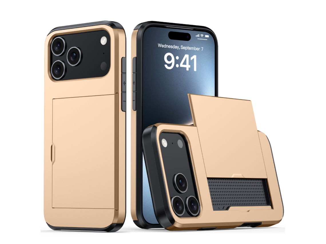 Capa Para Celular Com Compartimento Para Cartão Sim, Fosca E Resistente A Quedas.dourado - Iphone 16 Pro Max
