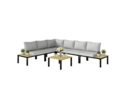 Sofá Modular 4 Peças Com Pufe E Almofadas, Tecido Efeito Chenille, 313x149x88 Cm, Creme Branco