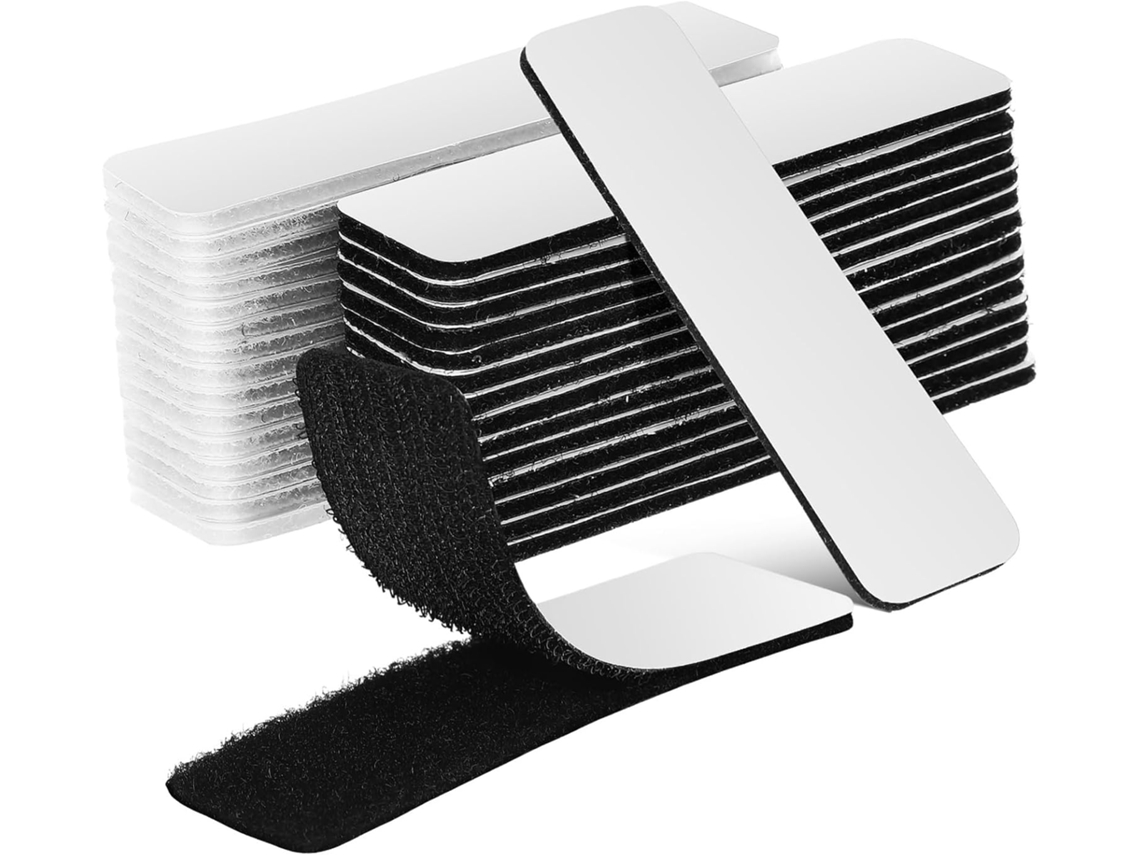 48 tiras adesivas de velcro com bordas arredondadas