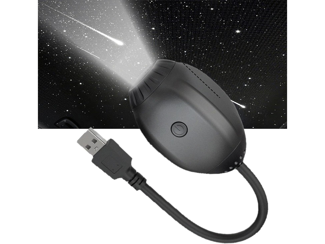 Projetor de estrelas USB com 3 níveis de intensidade e lâmpadas LED.