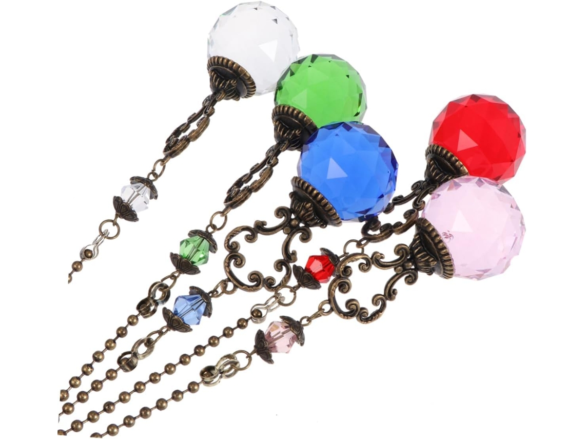 Pingente de Bola de Cristal com Cordão para Ventilador de Teto e Luminária, Enfeite Versátil para Pendurar. SFUSHOS